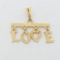 14k Yellow Gold Unique Dangling Letters LOVE Hanging Pendant
