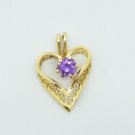 14k Yellow Gold Amethyst Heart Pendant