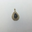 14k Yellow Gold Filigree Pear Cut Teardrop Onyx Pendant 2.5 Carat TCW