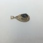 14k Yellow Gold Filigree Pear Cut Teardrop Onyx Pendant 2.5 Carat TCW