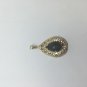 14k Yellow Gold Filigree Pear Cut Teardrop Onyx Pendant 2.5 Carat TCW