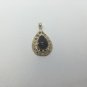 14k Yellow Gold Filigree Pear Cut Teardrop Onyx Pendant 2.5 Carat TCW