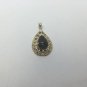 14k Yellow Gold Filigree Pear Cut Teardrop Onyx Pendant 2.5 Carat TCW