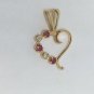14 Yellow Gold Fine Filigree Ruby and Diamond Heart Pendant .1 Ct Gemstones TCW