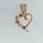 14 Yellow Gold Fine Filigree Ruby and Diamond Heart Pendant .1 Ct Gemstones TCW