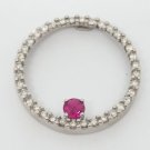 10k White Gold Circle of Life Diamond and Ruby Pendant 0.5 Carat TCW