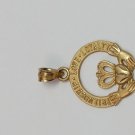 14k Yellow Gold Claddagh Pendent Heart Hand and Crown