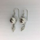 925 Sterling Silver Ball and Feather Drop Earring Hook Fastening Made In Mexico