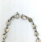 925 Sterling Silver Heart Charm Beaded Love Anklet 9.5 Inches Long