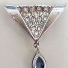 0.92 ct 14k White Gold Diamond Slider Pendant w Pear Cut Tanzanite Center Stone