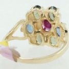 $660 Retail Multicolor Gemstone 1.69 Carat Flower Cocktail Ring Size 7