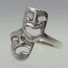 Sterling Silver ring size 7.5 theatrical style opera mask drama faces