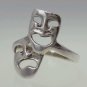 Sterling Silver ring size 7.5 theatrical style opera mask drama faces