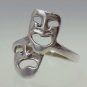Sterling Silver ring size 7.5 theatrical style opera mask drama faces