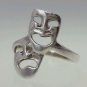 Sterling Silver ring size 7.5 theatrical style opera mask drama faces