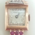 Antique 14k Yellow Gold Harvel Brand Name Ruby and Diamond Wristwatch for Women