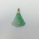 14k Yellow Gold Lucky Light Green White Jadeite Jade Meditating Buddha Pendant