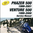 1999-2001 Yamaha Phazer PZ500C Venture VT500XLC Snowmobile Service Manual CD