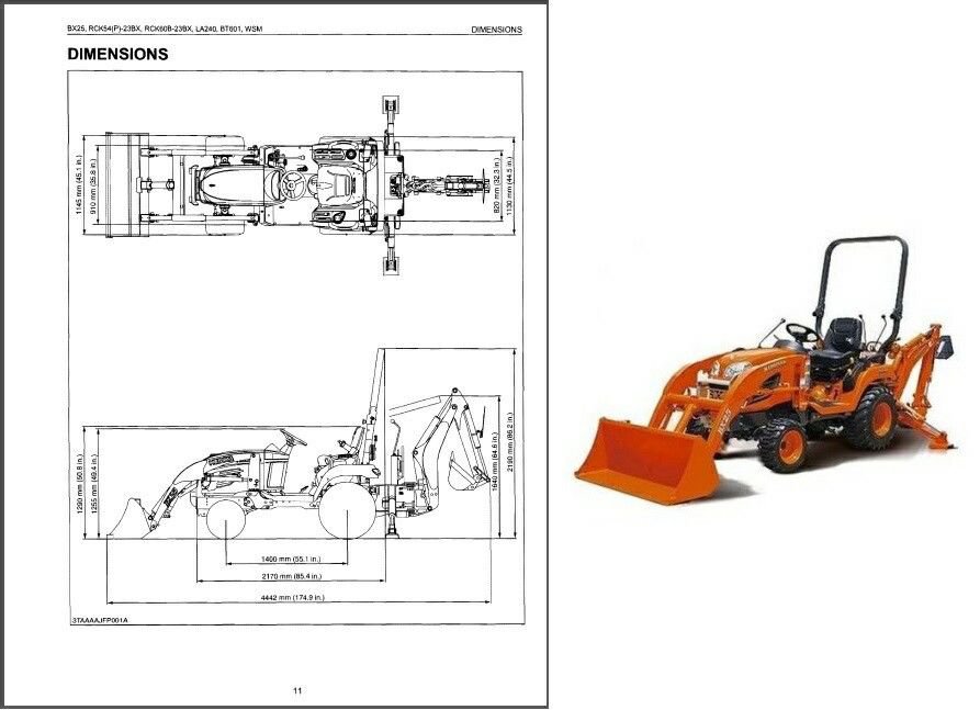 Kubota BX25 BX25D Backhoe Loader Service Manual on a CD