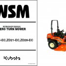 Kubota ZD21 / ZD28 Zero Turn Mower WSM Service Workshop Manual on a CD