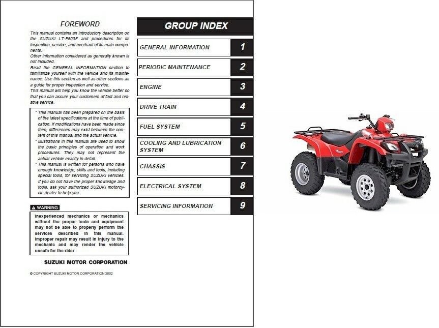 2015 Suzuki Vinson 500 Shop Manual