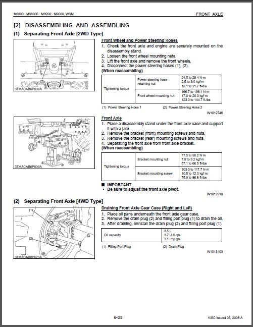 Kubota M6800 M6800s M8200 M9000 Tractor Wsm Service Workshop Manual Cd 