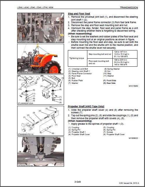 Kubota L3540 L4240 L5040 L5240 L5740 Tractor WSM Service Workshop Manual CD