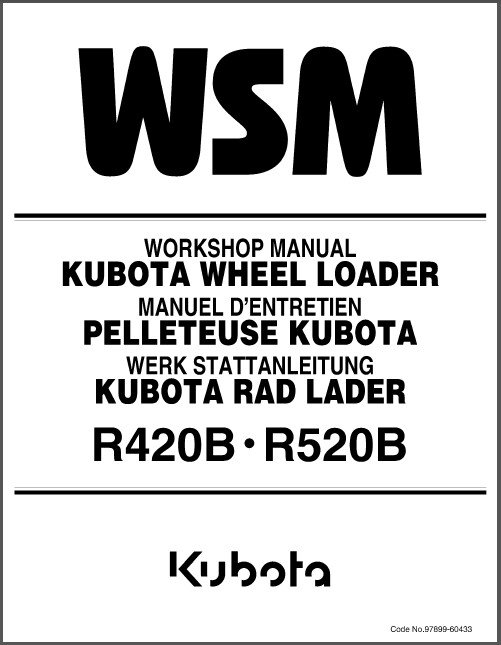Kubota R420 R520 Wheel Loader (R420B R520B) WSM Service Workshop Manual CD