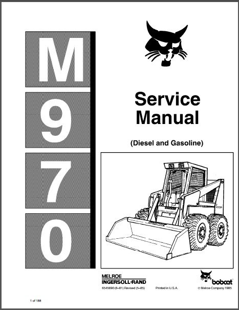 Bobcat M970 ( M 970 ) Skid Steer Loader Service Manual on a CD