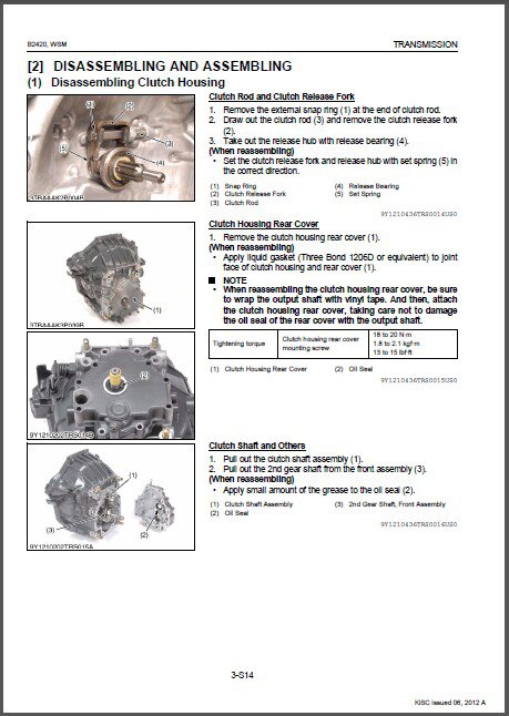 Kubota B2420 Tractor WSM Service Workshop Manual on a CD -- B 2420