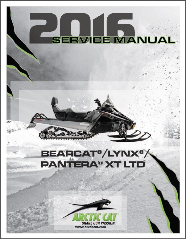 2016 Arctic Cat Bearcat / Lynx / Pantera Snowmobiles Service Manual CD