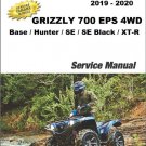 2019-2020 Yamaha Grizzly 700 EPS 4WD ATV Service Repair Manual on a CD