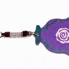 Judaica Purple Hamsa Keychain Lucky Gift Flower Original Painting Israel Artist