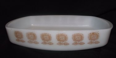 Vintage Glasbake J2352 Milk Glass Oval Divided Serving Baking Dish