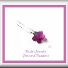 Children's Jewelry Fuchsia Swarovski Crystal Flower Sterling Silver Necklace/ Free Shipping