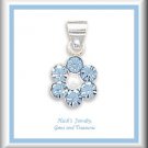 Children's Jewelry Ice Blue Crystal & Pearl Sterling Necklace/ Free Shipping