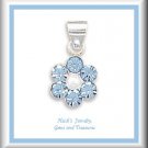 Childrens Fine Jewelry Blue Crystal & Pearl Sterling Necklace/ Free Shipping