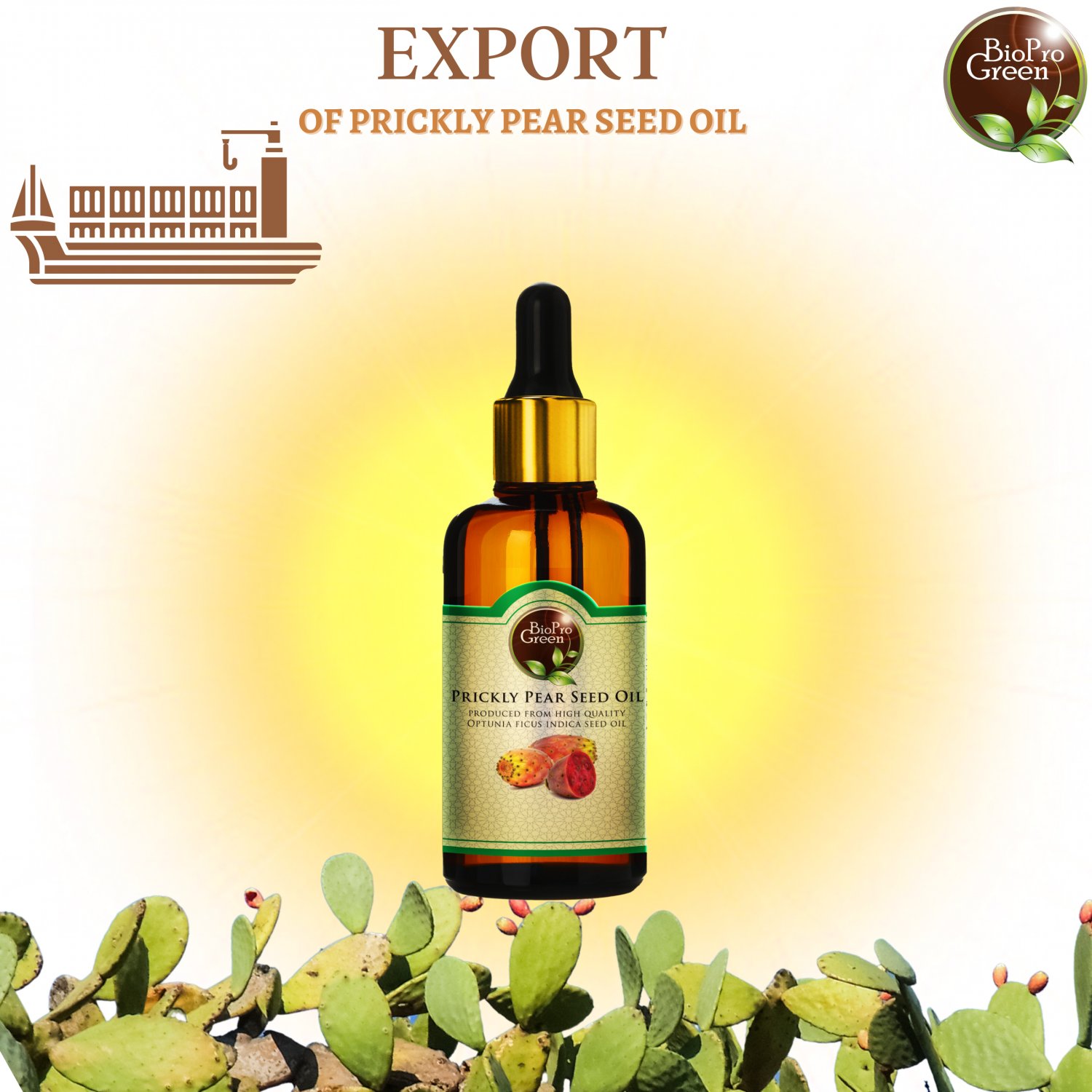 100% natural and certified prickly pear seed oil