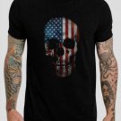Americana Skull American US Grunge Flag Pride Black T-Shirt, T-Shirts for Men