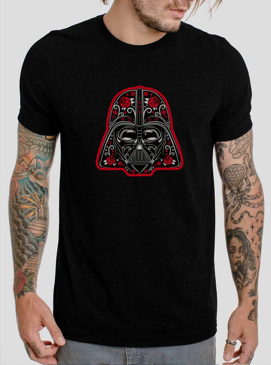 Darth Vader Star Wars Sugar Skull Day of the Dead Black T-Shirt, T-Shirts for Men