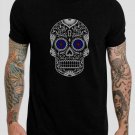 Day of the Dead Sugar Skull Blue Red Eyes Black T-Shirt, T-Shirts for Men