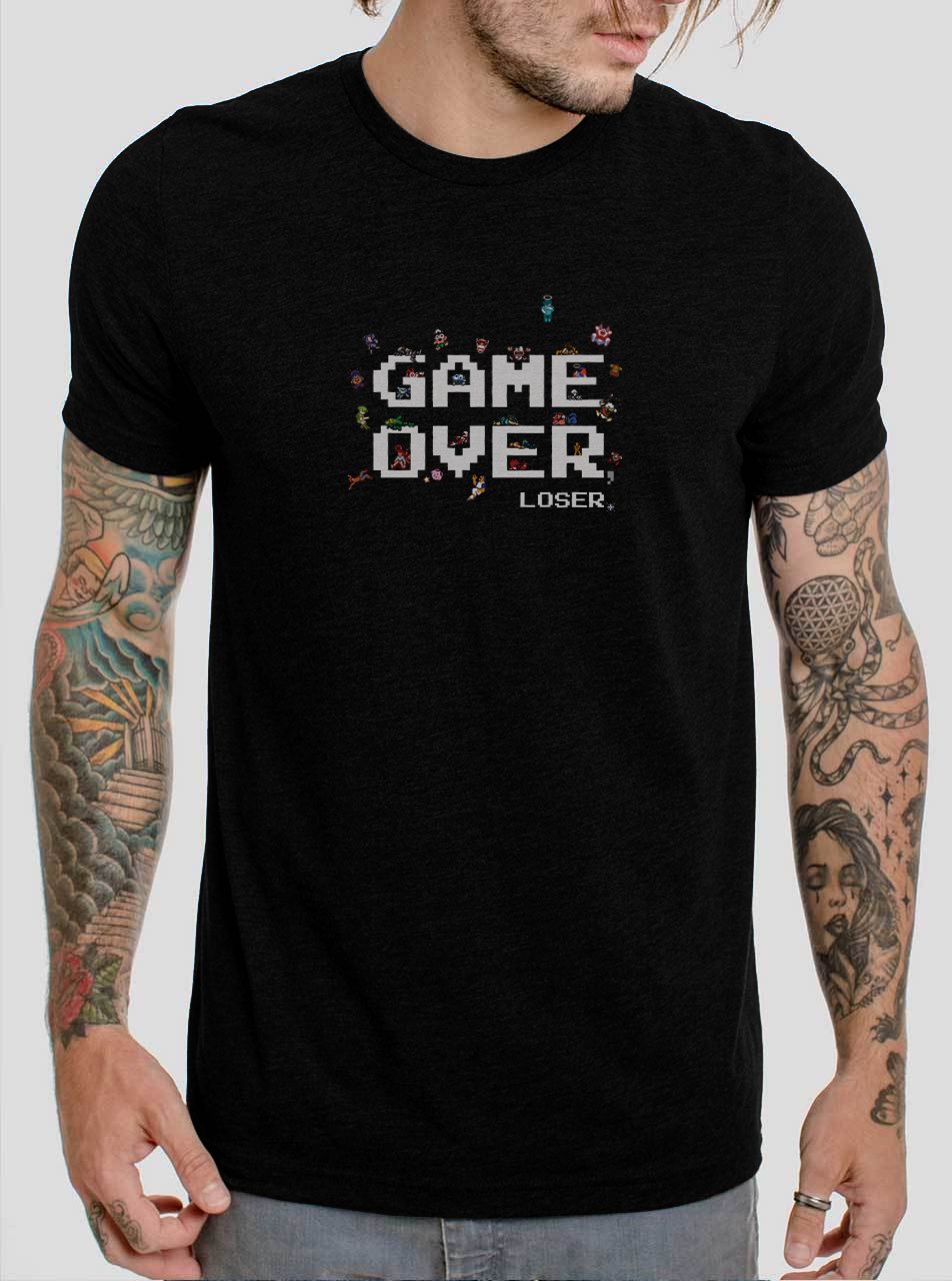 Game Over Video Game Loser 8bit Pixel Gamer Black T-Shirt, T-Shirts for Men