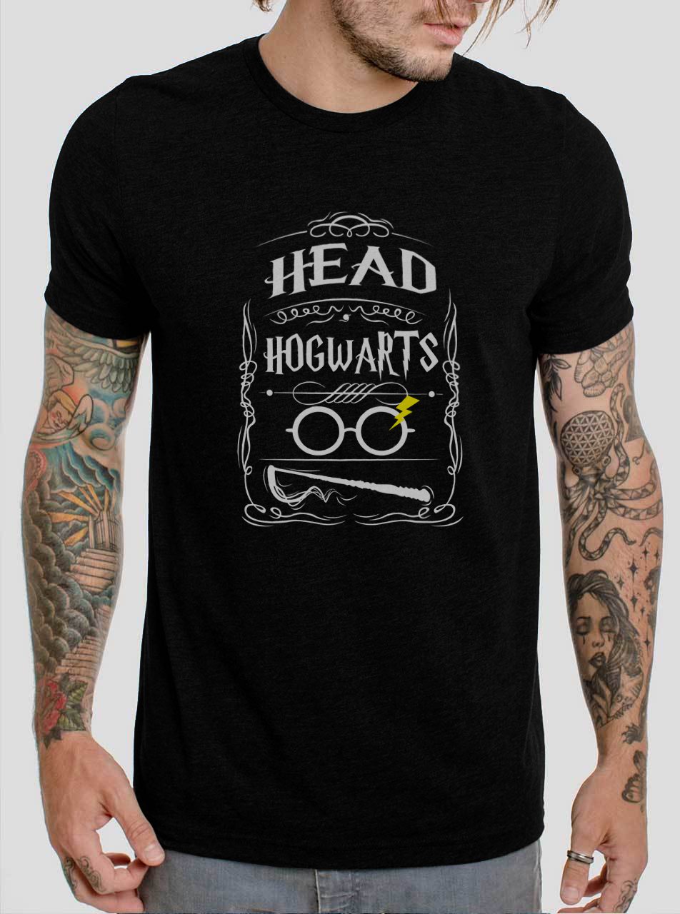 Hogwarts Head Harry Potter Magic Spell Muggles Wizard Black T-Shirt, T-Shirts for Men