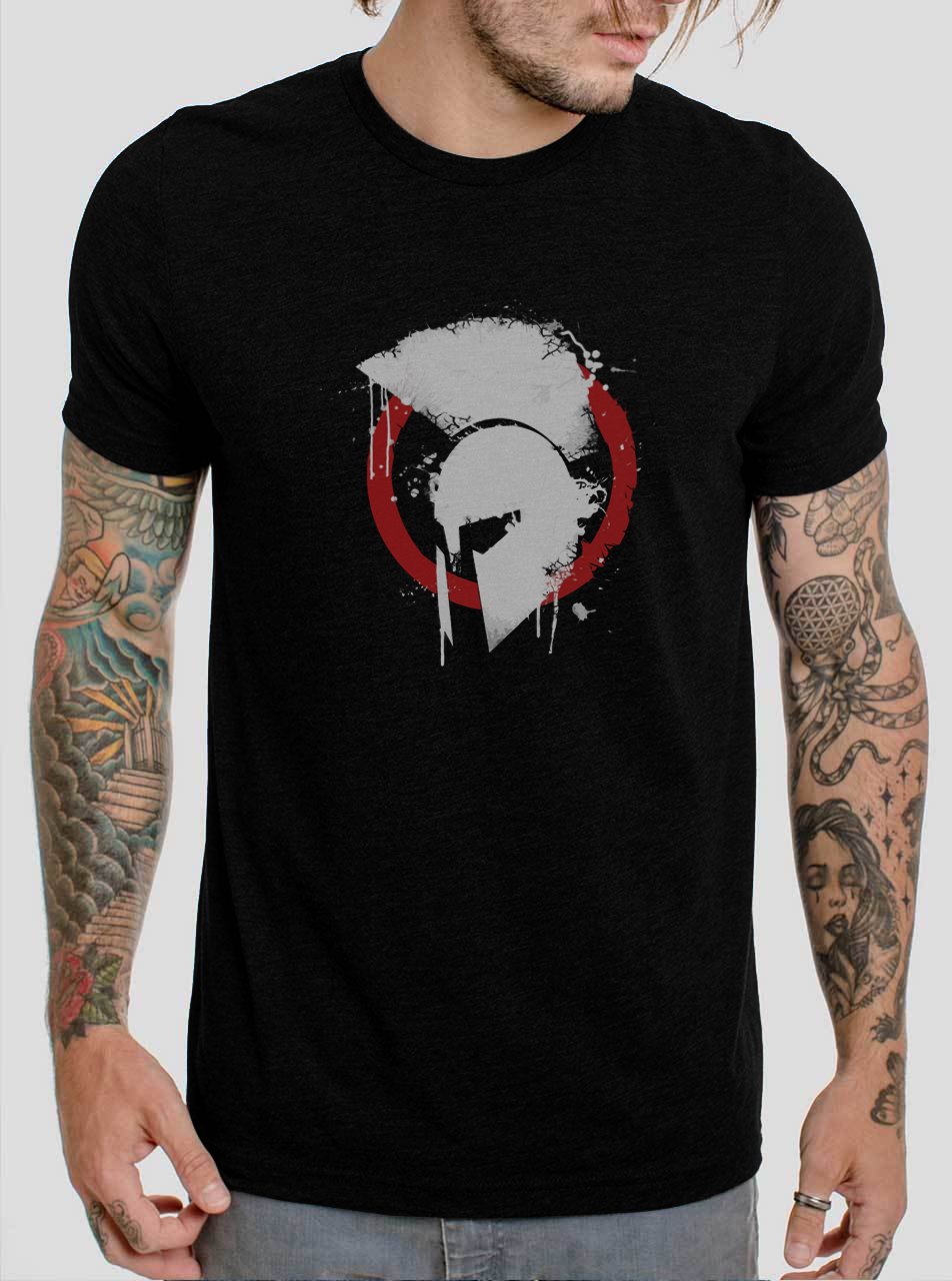 Spartan Helmet Training Workout Top Bodybuilding MMA Gym Fitness Black T-Shirt, T-Shirts for Men