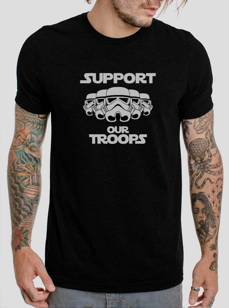 Support Our Troops Stormtrooper Star Wars Darth Vader Jedi Movie Black T-Shirt, T-Shirts for Men