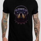 Cool DJ Rottweiler Dog Music Rottweiler with Headphones ANIMAL BIG FACE Black T-Shirt