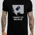 Doctor Who Tardis I Want To Believe X Files Blue Police Box Black T-Shirt, T-Shirts for Men