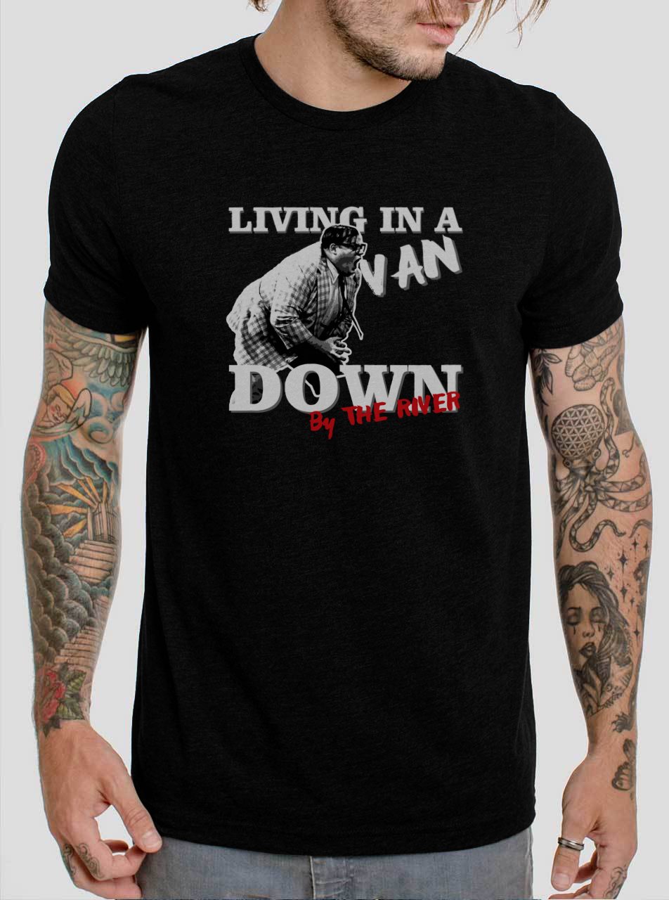 Funny Matt Foley SNL Chirs Farley LIVING IN A VAN DOWN BY THE RIVER Black T-Shirt