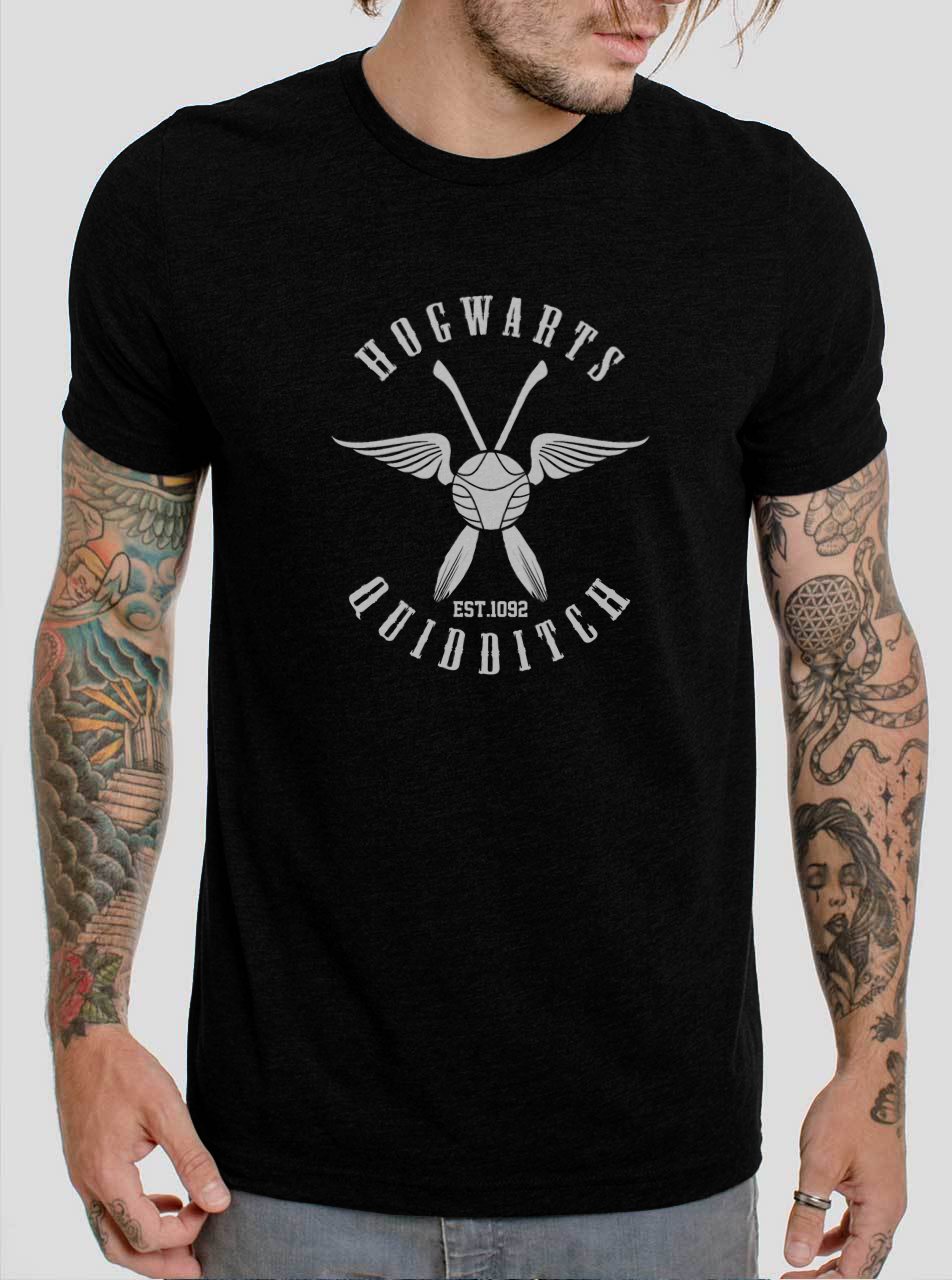 Harry Potter Hogwarts Quidditch Broom Black T-Shirt, T-Shirts for Men