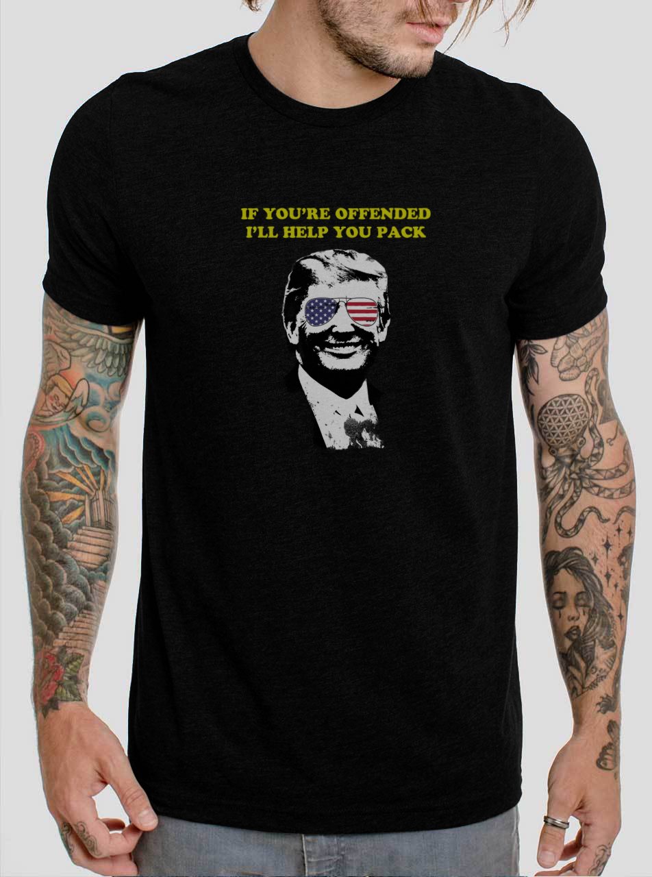 If Your Offended I Help Pack Donald Trump President Funny Political Black T-Shirt, T-Shirts for Men